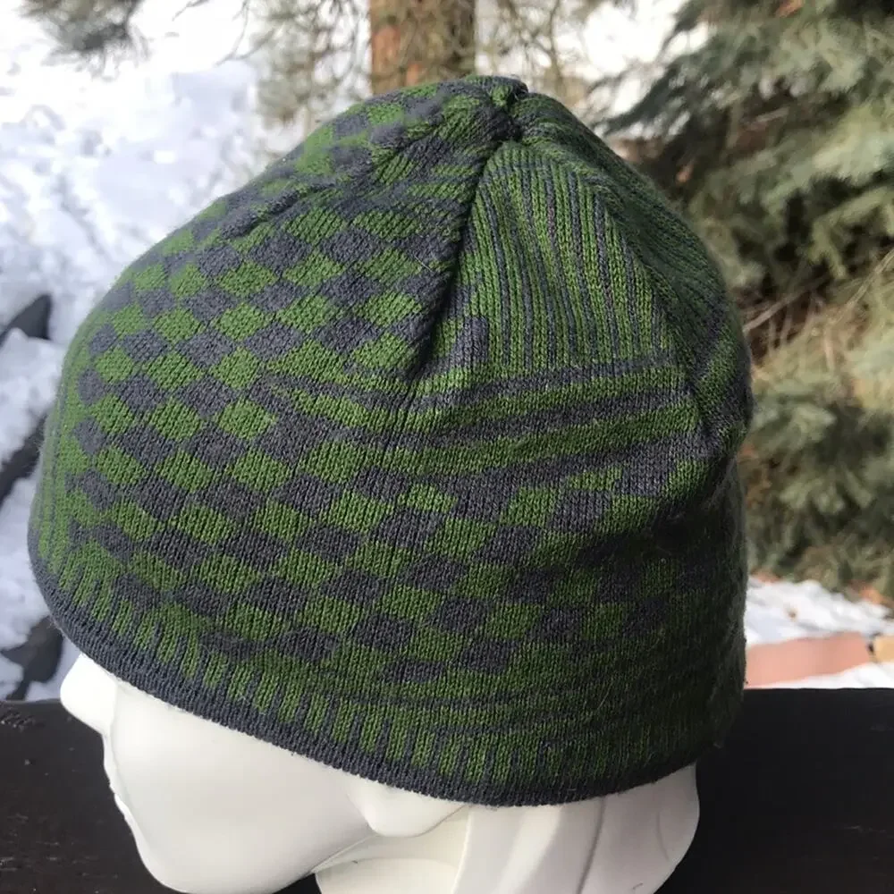 L.L. Bean Green Printed Fleece Lined Beanie Hat Boy's Size Small